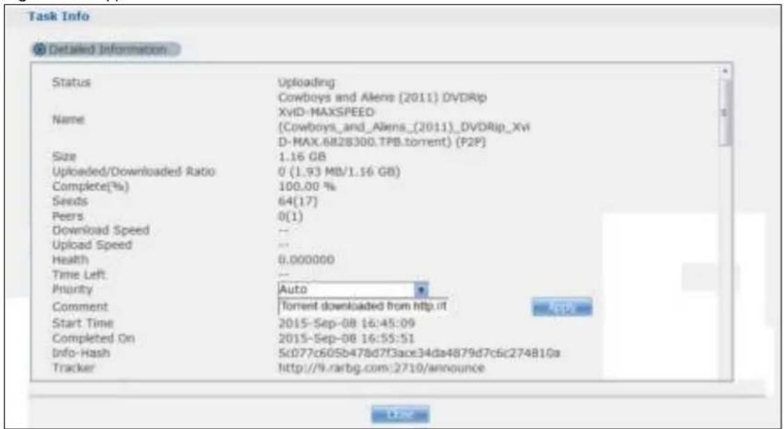 Task Info Detailed Information Status Uploading Cowboys and Aliens (2011) DVDrip XviD-MAXSPEED (Cowboys_and_Aliens_(2011)_DVDrip_Xvi D-MAX.6828300.TPB.torrent) (P2P) Name Size 1.16 GB Uploaded/Downloaded Ratio 0 (1.93 MB/1.16 GB) Complete(%) 100.00 % Seeds 64(17) Peers 0(1) Download Speed -- Upload Speed -- Health 0.000000 Time Left -- Priority Auto Comment Torrent downloaded from http.it Start Time 2015-Sep-08 16:45:09 Completed On 2015-Sep-08 16:55:51 Info-Hash 5c077c605b478d7f3ace34da4879d7c6c274810a Tracker http://lk.rarbg.com:2710/announce
