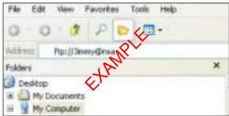 File Edit View Favorites Tools Help Address Ptp://Jimmy@msa Folders Desktop My Documents My Computer