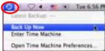 Latest Backup Back Up Now Enter Time Machine Open Time Machine Preferences...