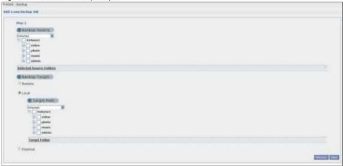 Add to new backup job Primary Mainbase Source Source: Subtotal video photo music audio Selected Source History Backup Target Rename 1.0.0.0 Target Value Volume: Subtotal video photo music audio Target Value Elemental Description Next