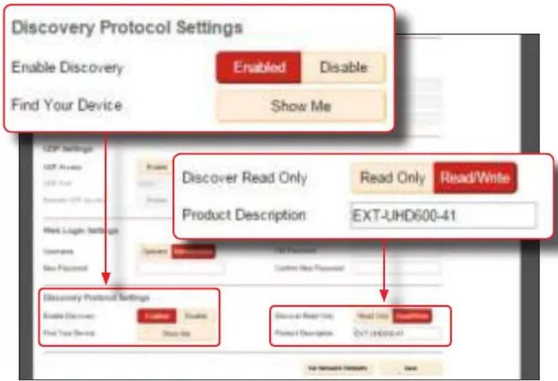 Gefen EXT-UHD600-41 - ▶ Discovery Protocol Settings - 2