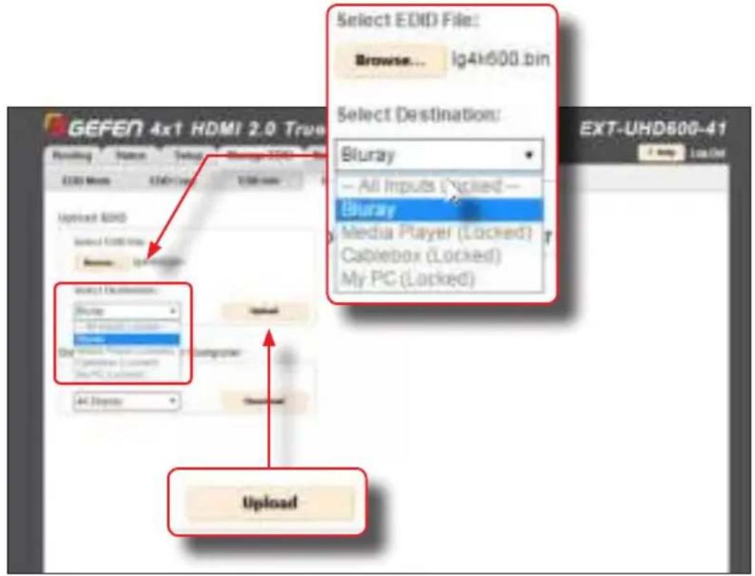 Gefen EXT-UHD600-41 - ▶ Uploading an EDID - 1