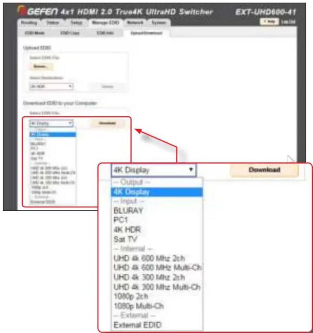Gefen EXT-UHD600-41 - ▶ Downloading an EDID - 1