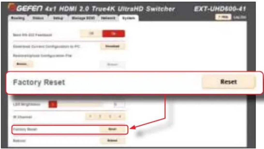 Gefen EXT-UHD600-41 - Click the Reset button. - 1