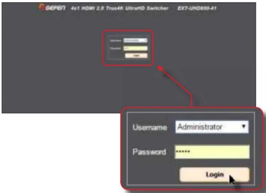 Gefen EXT-UHD600-41 - ▶ Logging In - 1