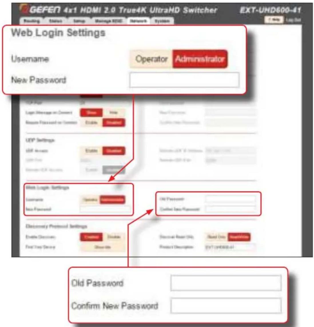 Gefen EXT-UHD600-41 - ▶ Web Login Settings - 1