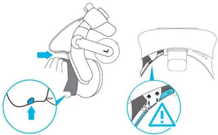 Diagram illustrating car seatbelt usage and warning symbols, showing cable fastening and safety warning