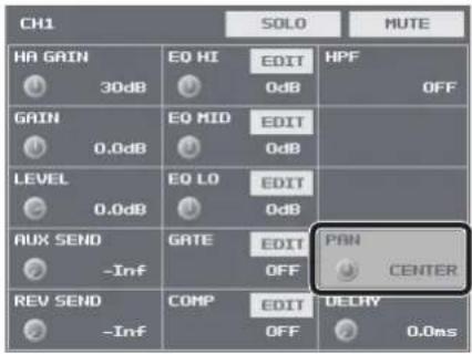 CH1 SOLO MUTE HA GAIN 30dB EQ HI EDIT HPF 0dB OFF GAIN 0.0dB EQ MID EDIT 0dB LEVEL 0.0dB EQ LO EDIT 0dB RUX SEND -Inf GATE EDIT PAN OFF CENTER REV SEND -Inf COMP EDIT DELRY OFF 0.0ms