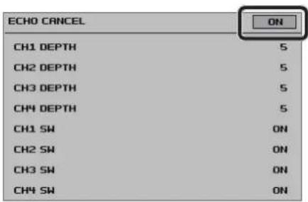 ECHO CANCEL ON CH1 DEPTH 5 CH2 DEPTH 5 CH3 DEPTH 5 CH4 DEPTH 5 CH1 SW ON CH2 SW ON CH3 SW ON CH4 SW ON