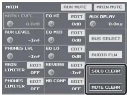 MAIN EQ HI EDIT AUX DELAY 0.0dB 0dB 0.0ms RUX LEVEL EQ MID EDIT BUS SELECT -Inf 0dB PHONES LVL EQ LO EDIT AUDIO FLW -Inf 0dB MAIN EDIT REVERB EDIT SOLO CLEAR LIMITER OFF -Inf PHONES EDIT MB COMP EDIT MUTE CLEAR OFF OFF