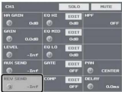 CH1 SOLO MUTE HR GAIN EO HI EDIT HPF 0dB 0dB OFF GAIN EQ MID EDIT 0.0dB 0dB LEVEL EQ LO EDIT -Inf 0dB RUX SEND GATE EDIT PAN -Inf OFF CENTER REV SEND COMP EDIT DELAY -Inf OFF 0.0ms
