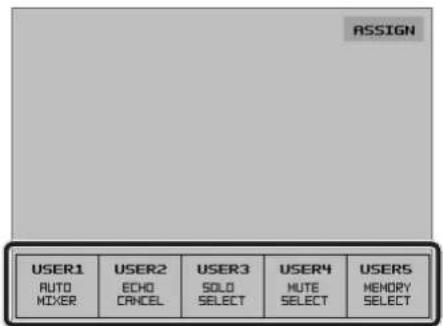 ASSIGN USER1 AUTO MIXER USER2 ECHO CANCEL USER3 SOLO SELECT USER4 HUTE SELECT USERS MEMORY SELECT