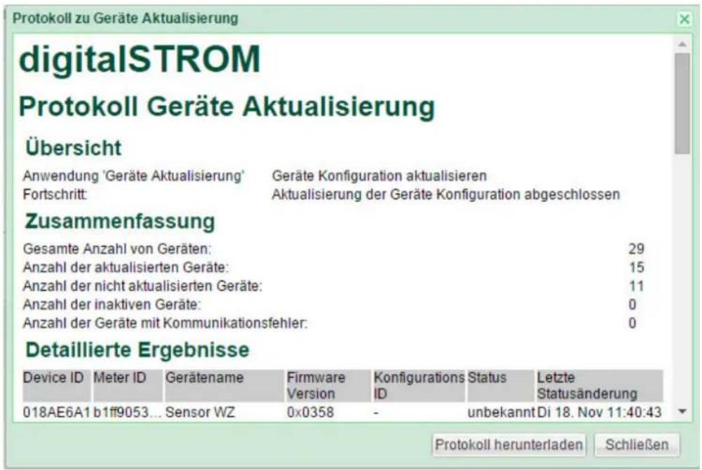 digitalSTROM DSS22 - Protokoll zur Geräte Aktualisierung ansehen - 1