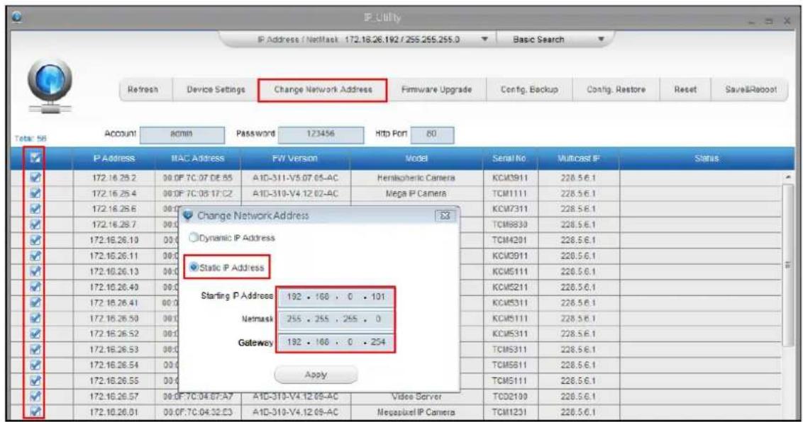 ACTi A84 - Manually adjust the IP addresses of multiple cameras: - 1