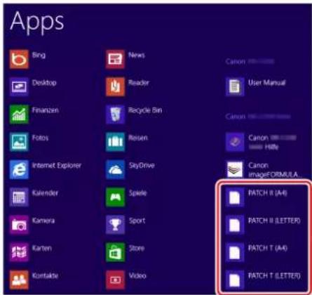 Apps Bing Desktop Finanzen Fotos Internet Explorer Kalender Kamera Karten Kontakte News Reader Recycle Bin Reisen SkyDrive Spiele Sport Store Video Canon User Manual Canon Canon Hille Canon imageFORMULA PATCH II (A4) PATCH II (LETTER) PATCH T (A4) PATCH T (LETTER)