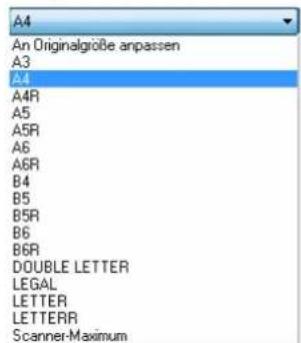 A4 An Originalgröße anpassen A3 A4 A4R A5 A5R A6 A6R B4 B5 B5R B6 B6R DOUBLE LETTER LEGAL LETTER LETTERR Scanner-Maximum