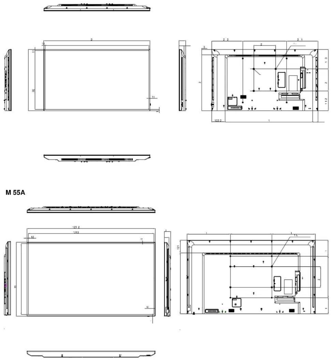 AG Neovo QM-65 - Display Dimensions - 1
