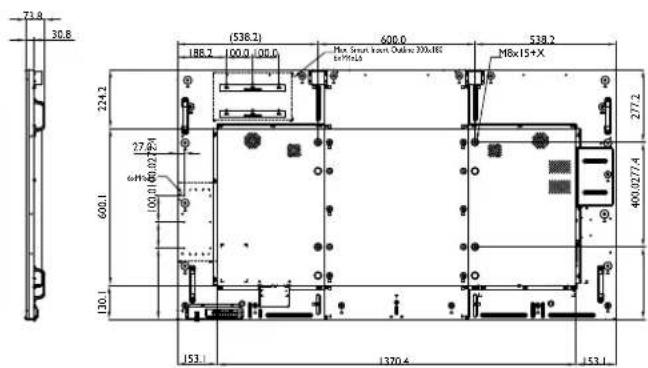 AG Neovo QM-75 - Display Dimensions - 4