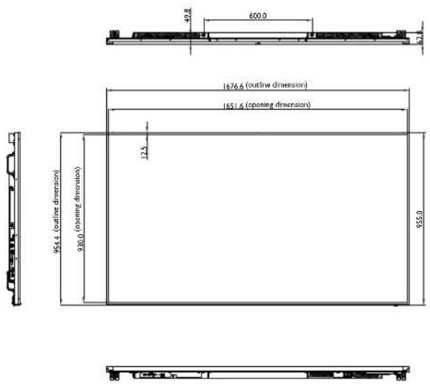 AG Neovo QM-75 - Display Dimensions - 3