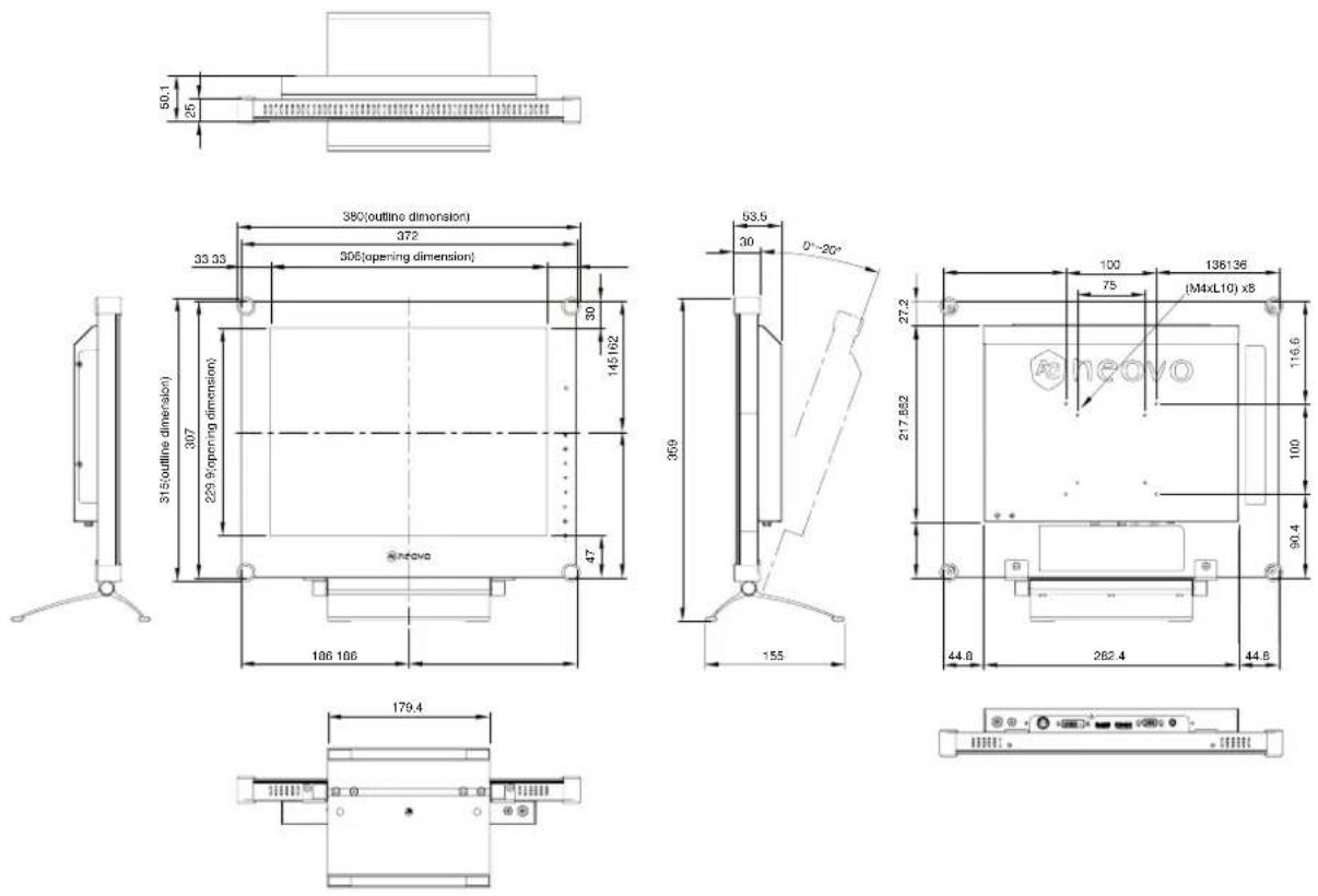 AG Neovo X-19EW - -15E-Abmessungen - 1