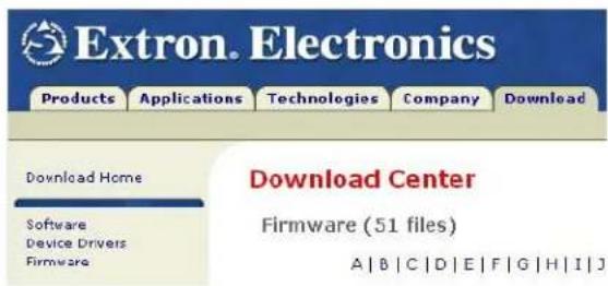 Extron. Electronics Products Applications Technologies Company Download Download Home Software Device Drivers Firmware Download Center Firmware (51 files) A | B | C | D | E | F | G | H | I | J