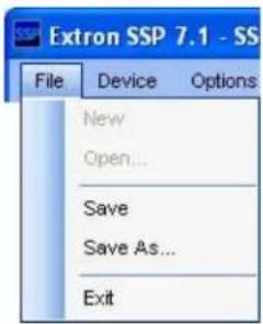 Extron SSP 7.1 - SS File Device Options New Open... Save Save As... Exit
