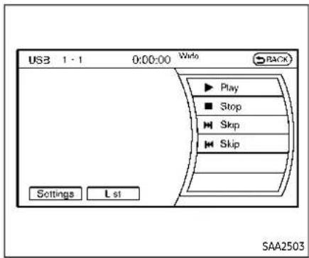 USB 1 - 1 0:00:00 Wirdo Back Play Stop Skip Skip Settings L st SAA2503