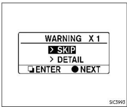 WARNING X 1 > SKIP > DETAIL ENTER ● NEXT SIC3993