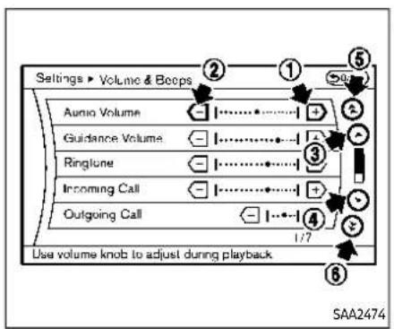 Settings ▶ Volume & Boops Audio Volume Guidance Volume Ringtone Incoming Call Outgoing Call Use volume knob to adjust during playback SAA2474