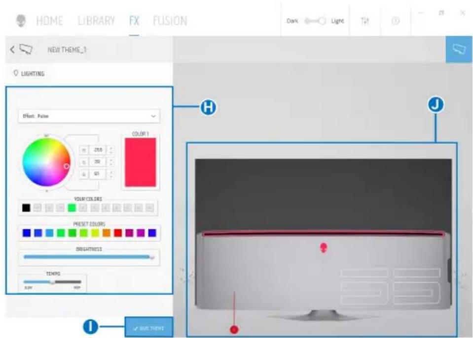 HOME LIBRARY FX FUSION NEW THEME_1 LIGHTING Effect: Pulse COLOR 1 258 350 671 VOLY COLORS PRESSET COLORS BRIGHTNESS TEMP 3.0K H J SUE THEN