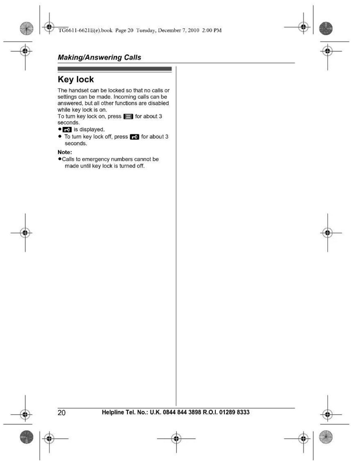PANASONIC KX-TG6621E - Note: - 1