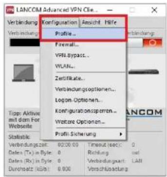 LANCOM UF-900 - Konfigurationsschritte im LANCOM Advanced VPN Client: - 1