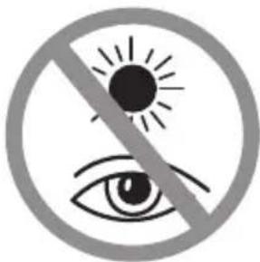 Prohibition sign with sun and eye symbol, no text present