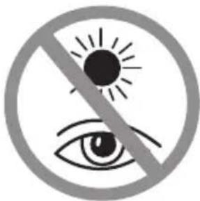 Prohibition sign with sun and eye symbol, no text present