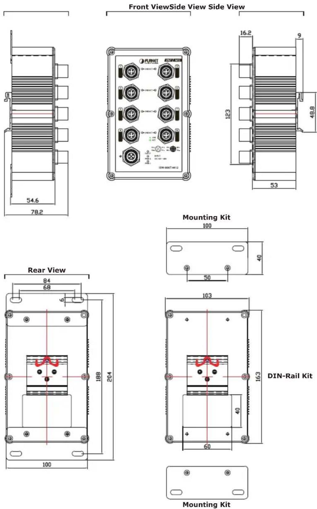 Planet ISW-804PT-M12 - Physical Dimension - 1
