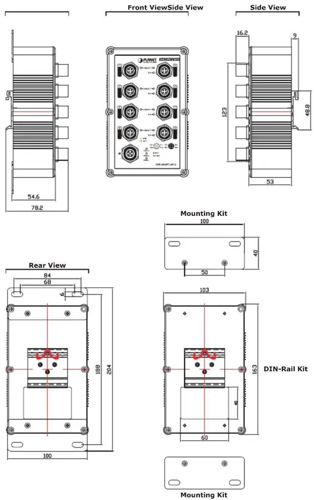 Planet ISW-804PT-M12 - Physical Dimension - 2