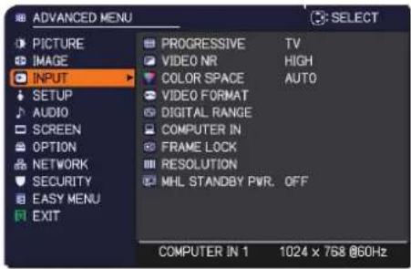 MAXELL MC-EX5001 - INPUT menu - 1