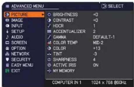 MAXELL MC-EX5001 - PICTURE menu - 1