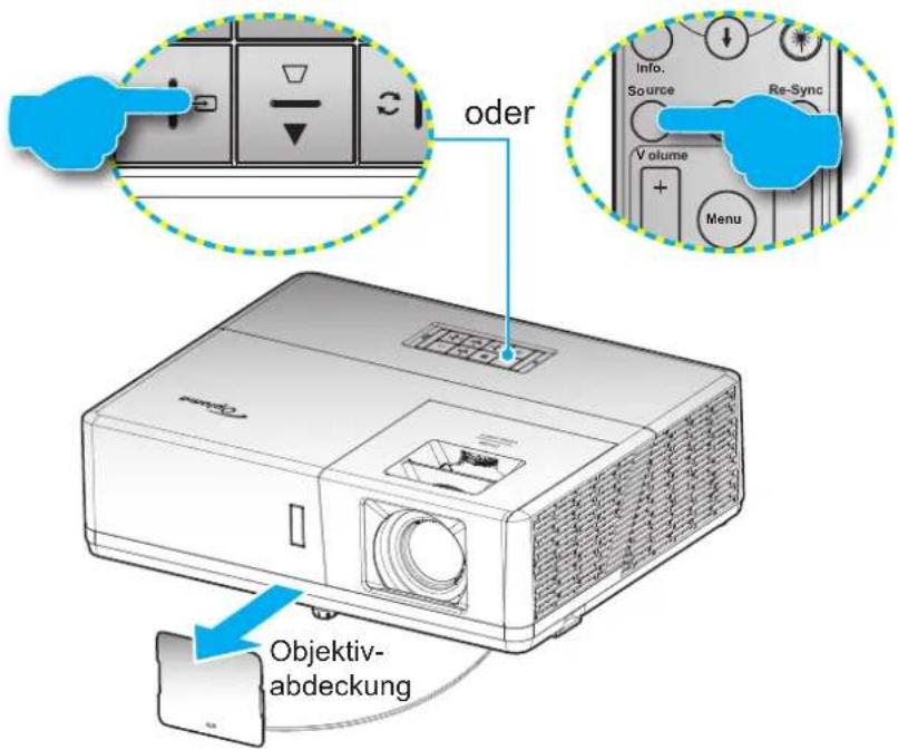 oder Info. Source Re-Sync V olume + Menu Objektiv- abdeckung