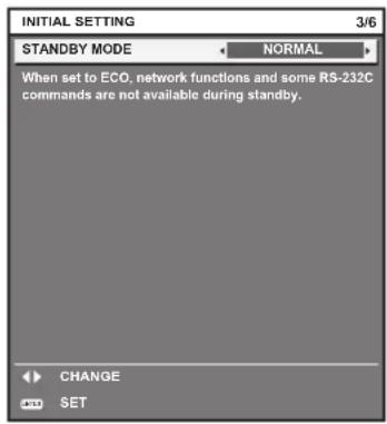 PANASONIC PT-MZ570LE - Initial setting (standby mode) - 1