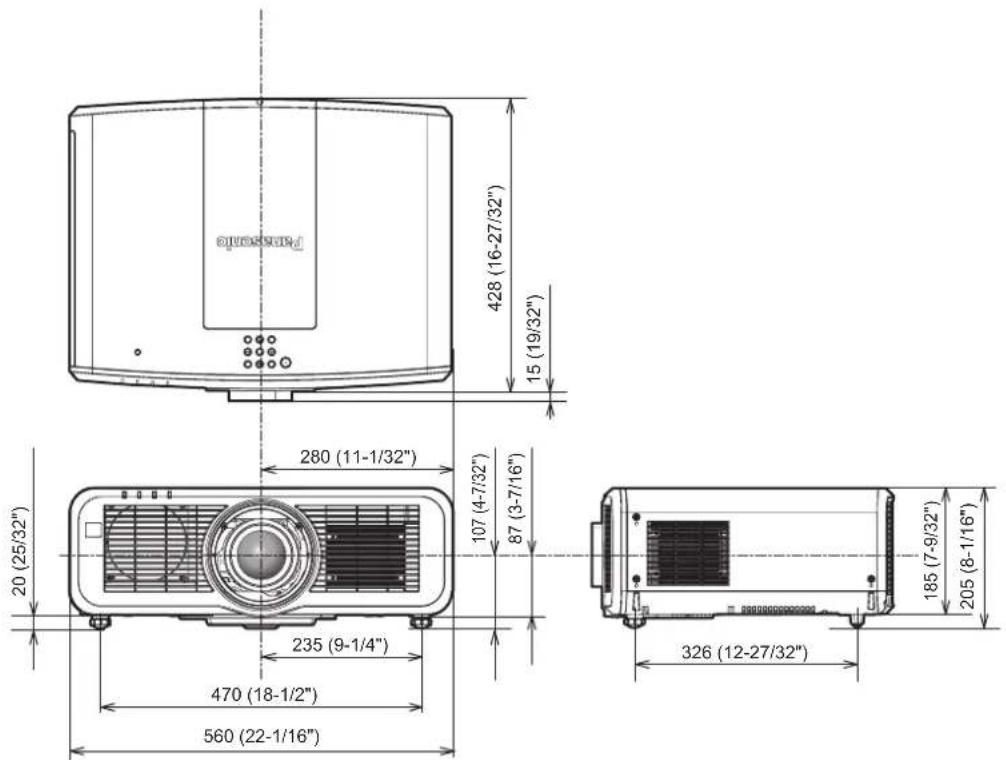 PANASONIC PT-MZ570LE - Dimensions - 1