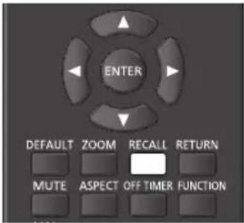ENTER DEFAULT ZOOM RECALL RETURN MUTE ASPECT OFF TIMER FUNCTION