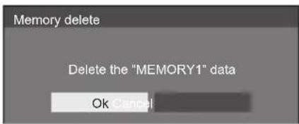 Memory delete Delete the "MEMORY1" data Ok Cancel