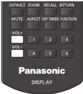 DEFAULT ZOOM RECALL RETURN MUTE ASPECT OFF TIMER FUNCTION VOL+ 1 2 3 VOL- 4 5 6 Panasonic DISPLAY