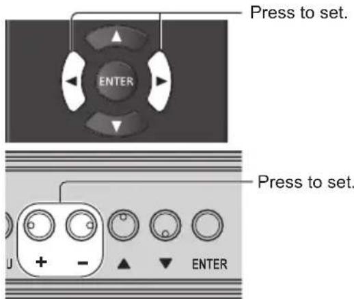 Press to set. ENTER Press to set. U + - ▲ ▼ ENTER