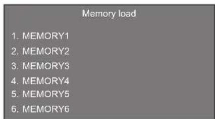 Memory load 1. MEMORY1 2. MEMORY2 3. MEMORY3 4. MEMORY4 5. MEMORY5 6. MEMORY6