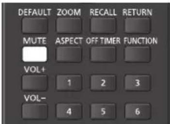 DEFAULT ZOOM RECALL RETURN MUTE ASPECT OFF TIMER FUNCTION VOL+ 1 2 3 VOL- 4 5 6