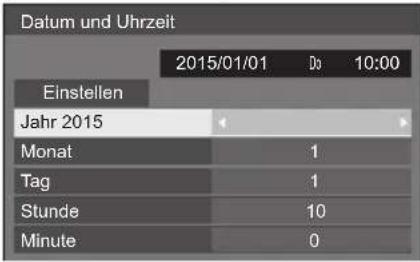 Datum und Uhrzeit 2015/01/01 Do 10:00 Einstellen Jahr 2015 Monat 1 Tag 1 Stunde 10 Minute 0