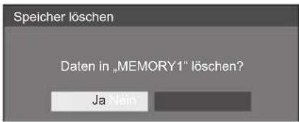 Speicher löschen Daten in „MEMORY1" löschen? Ja Nain