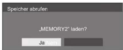 Speicher abrufen „SPEICHER2" laden? Ja Nein